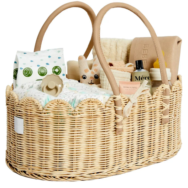 Natural Woven Diaper Caddy Basket