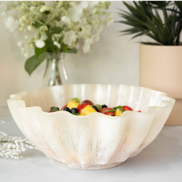 Jeanne Fitz Resin Collection Scalloped Bowl, 11 in - Cream