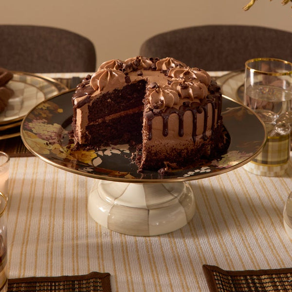 Wild Rose Brown Small Pedestal Platter