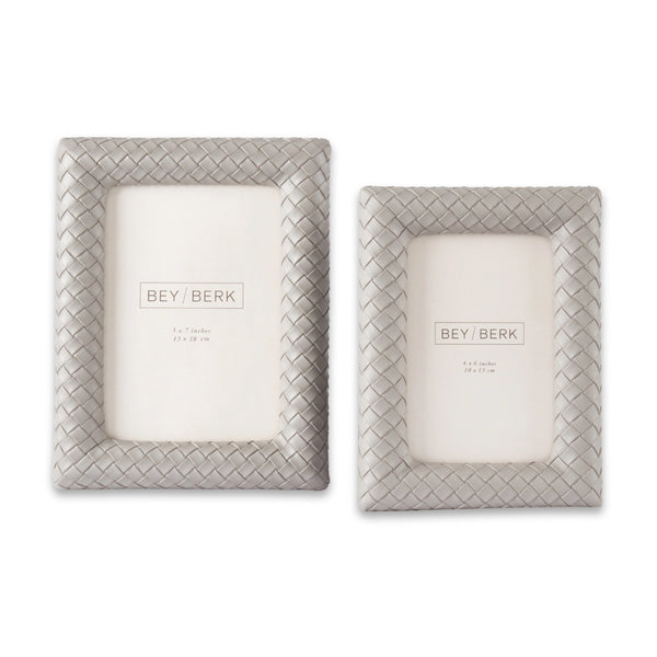 Grey Woven Leather Picture Frame