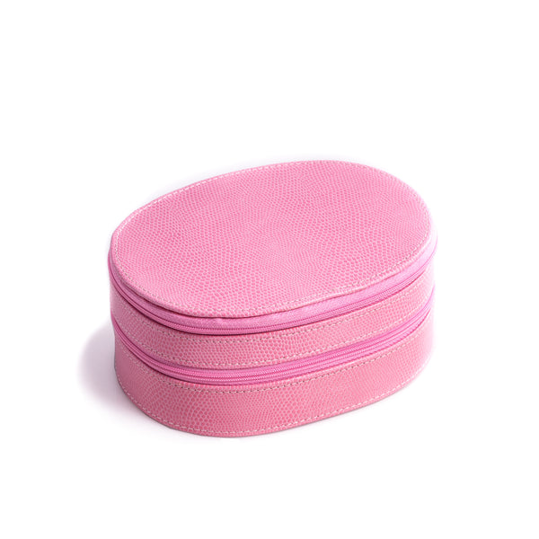 Pink Lizard Leather Jewelry Case