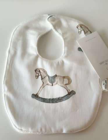 Petite Laure Blue Rocking Horse Bib
