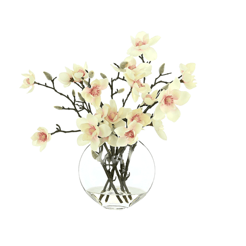 Butterfly Magnolia Arrangement in Clear Vase