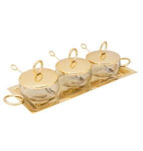 Sphere Gold 3 Bowls & Tray Set
