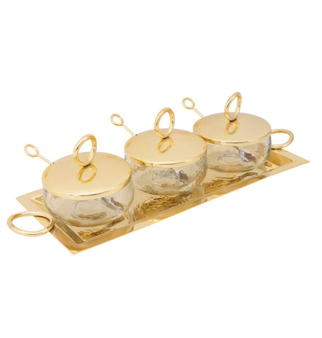 Sphere Gold 3 Bowls & Tray Set