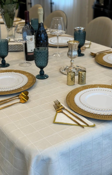 Panama Antique White Velour Tablecloth