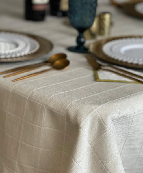 Panama Antique White Velour Tablecloth