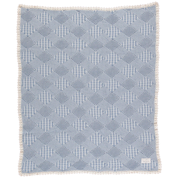 Bebe Organic Blue Plaid Patchwork Blanket