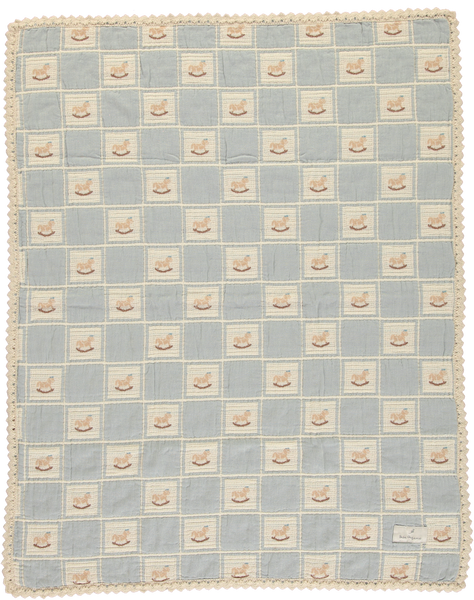 Bebe Organic Blue Rocking Horse Patchwork Blanket