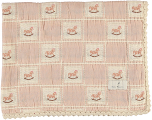 Bebe Organic Pink Rocking Horse Patchwork Blanket