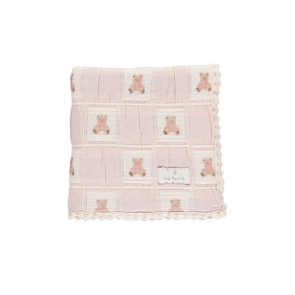 Bebe Organic Pink Teddy Patchwork Blanket