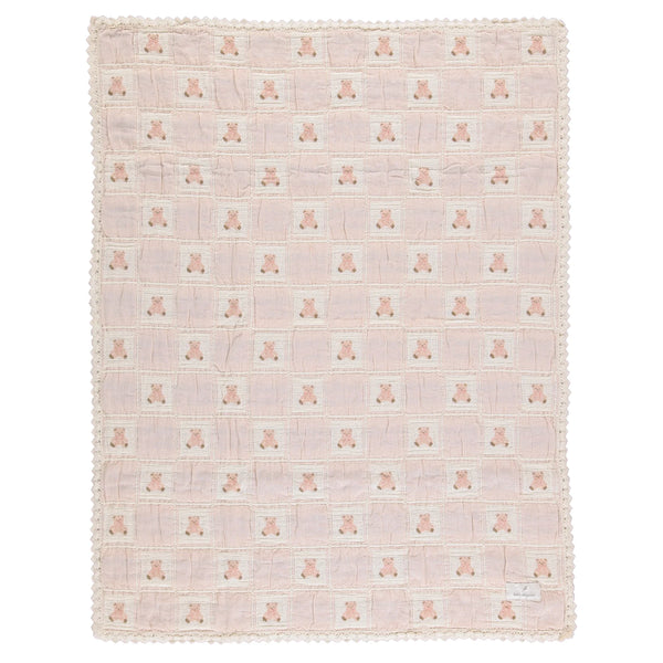 Bebe Organic Pink Teddy Patchwork Blanket