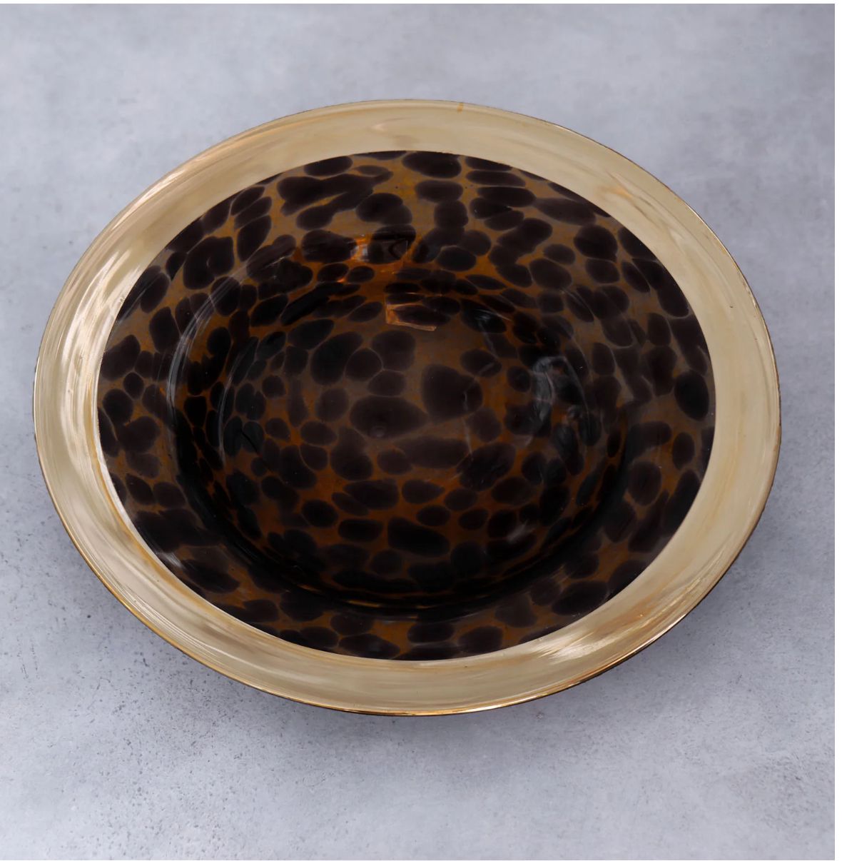 GLASS Tortoise and Gold 8" Round Plate