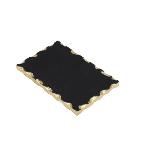 Blk Marble 9x6 Board W/ Gold