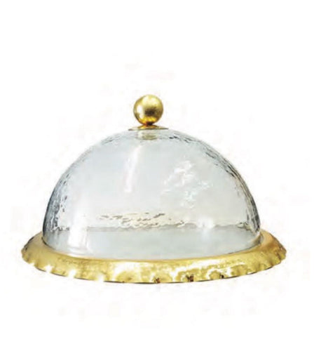 Cake Dome Plate with Gold Border