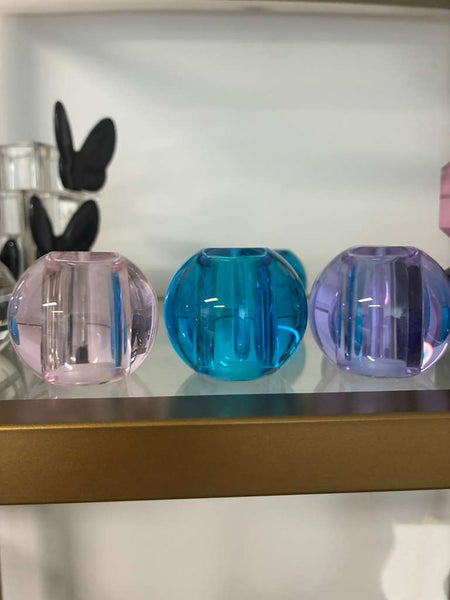 Crystal Round Colored Salt Shakers