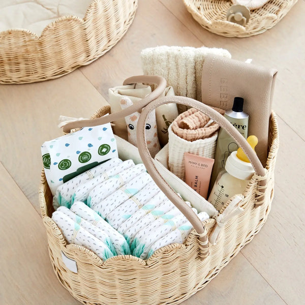 Natural Woven Diaper Caddy Basket