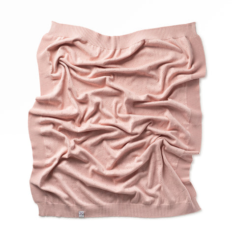 Pink Pointelle Knit Blanket