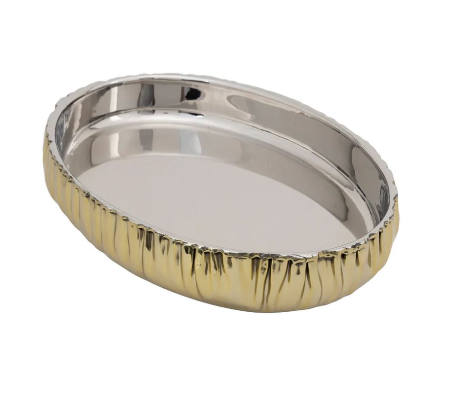 Cerro Large Gold Oval Serving Bowl