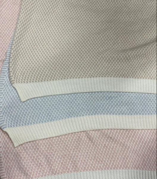 Petal Knit Blanket- Celeste