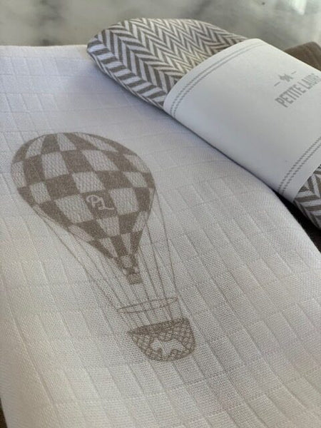 Petite Laure Taupe Hot Air Balloons Bamboo Swaddle