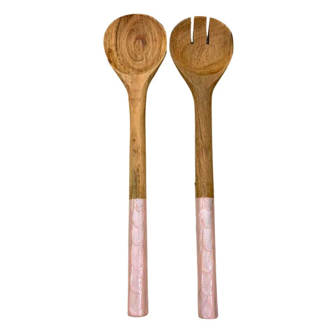 Textured Enamel Salad Servers