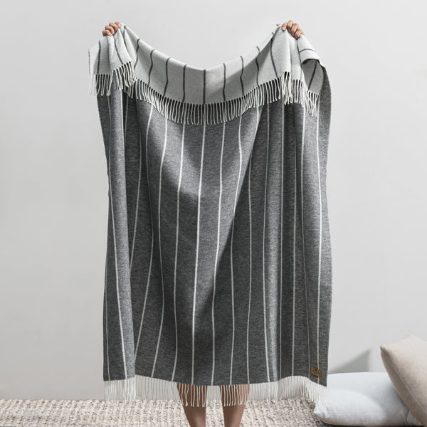 Lands Downunder Charcoal Stripe Fiji Throw