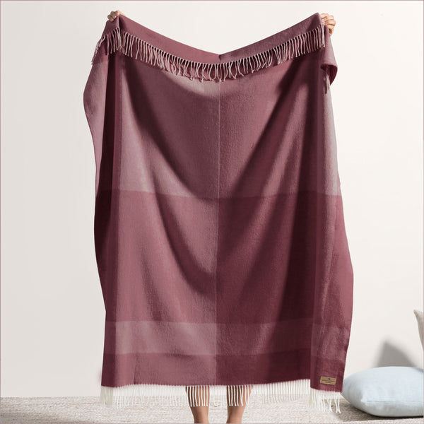 Lands Downunder Cranberry Hampton Plaid Herringbone Throw