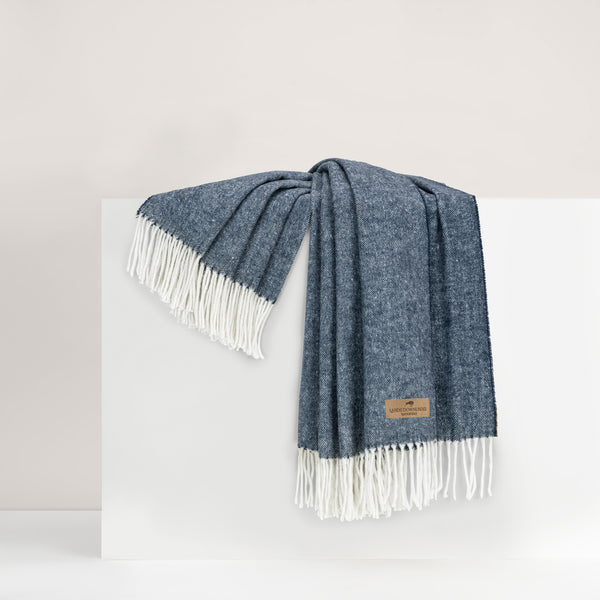 Lands Downunder Navy Italian Herringbone Throw