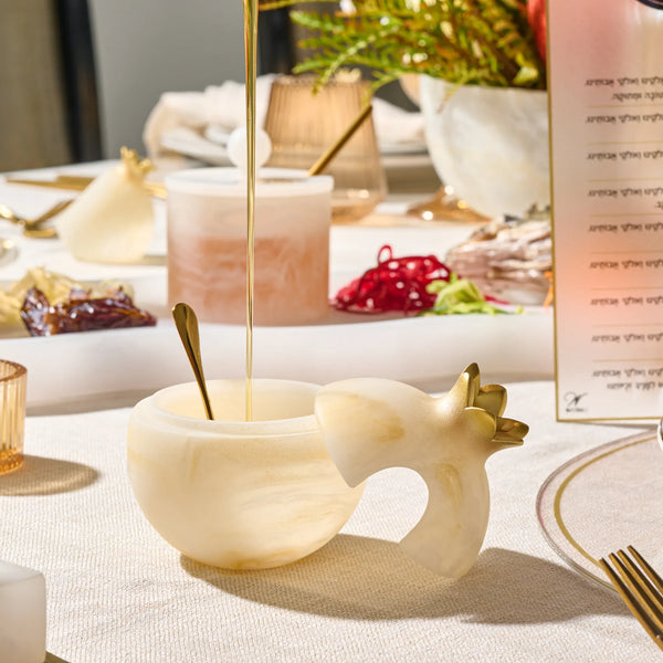 Pomegranate Resin Gold Honey Dish