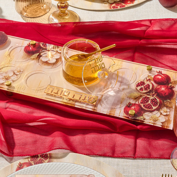 Rosh Hashanah Painted Pomegranates Simanim Tray