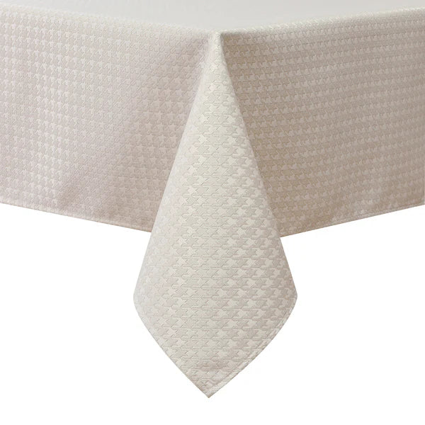 Jacquard White Gold Houndstooth Tablecloth