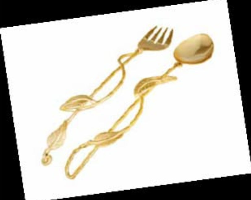 Serving Spoon and Fork - Gold / Silver