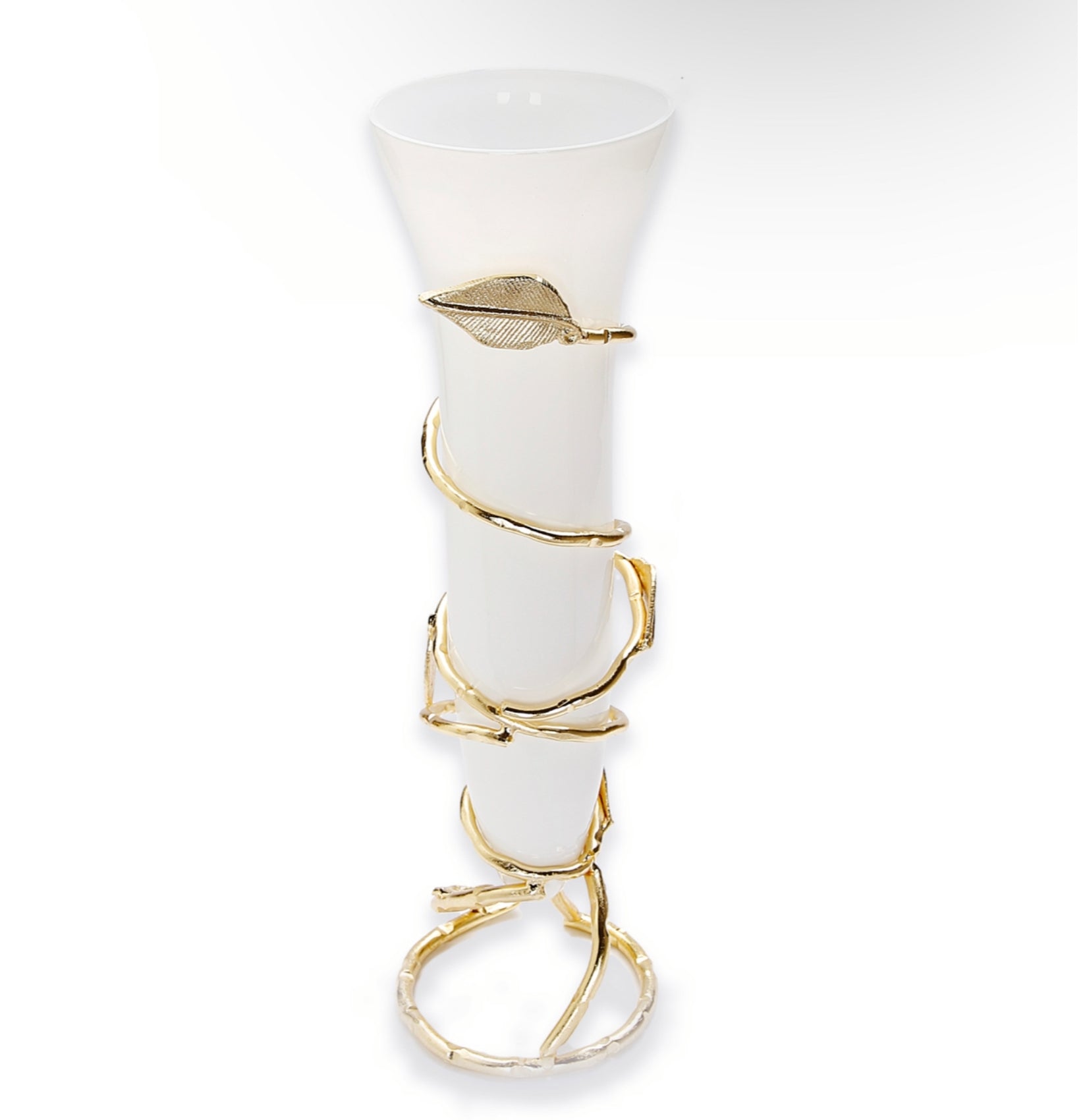 Gold Leaf Vase White Removable Glass