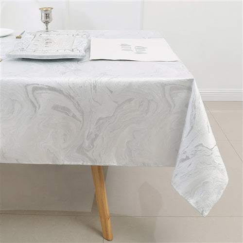 Jacquard Tablecloth - Marble White/Gold