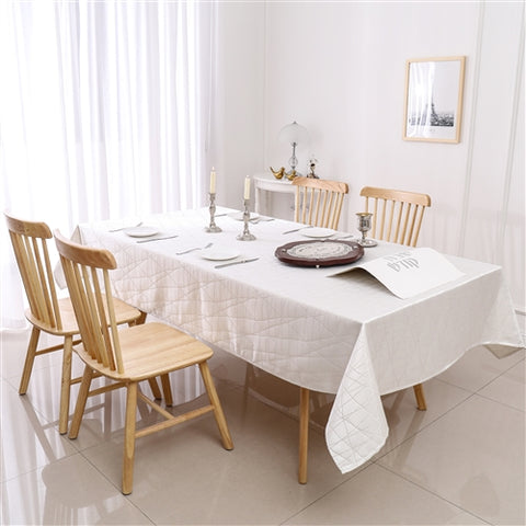 Jacquard Tablecloth - White Gold Rays